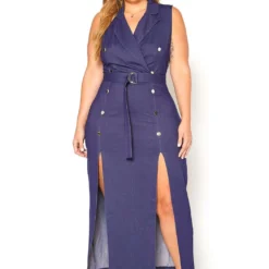 Asoph Plus Size Double Slit Denim Maxi Dress -Radiant Drape Sales 2016241 290 0
