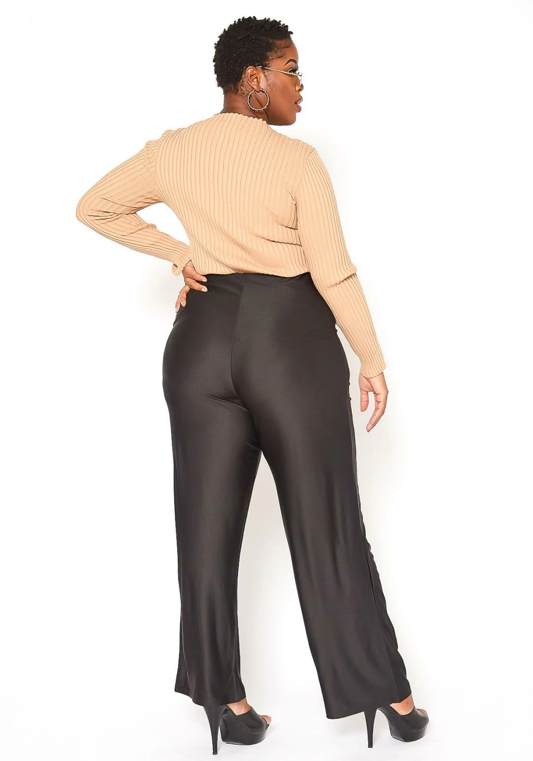 Asoph Plus Size Open Front Cardigan & Straight Pants Set 5 Asoph Plus Size Open Front Cardigan & Straight Pants Set - Image 5