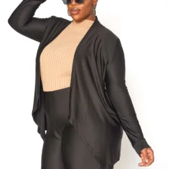 Asoph Plus Size Open Front Cardigan & Straight Pants Set 10 Asoph Plus Size Open Front Cardigan & Straight Pants Set -Radiant Drape Sales 2016345 001 2