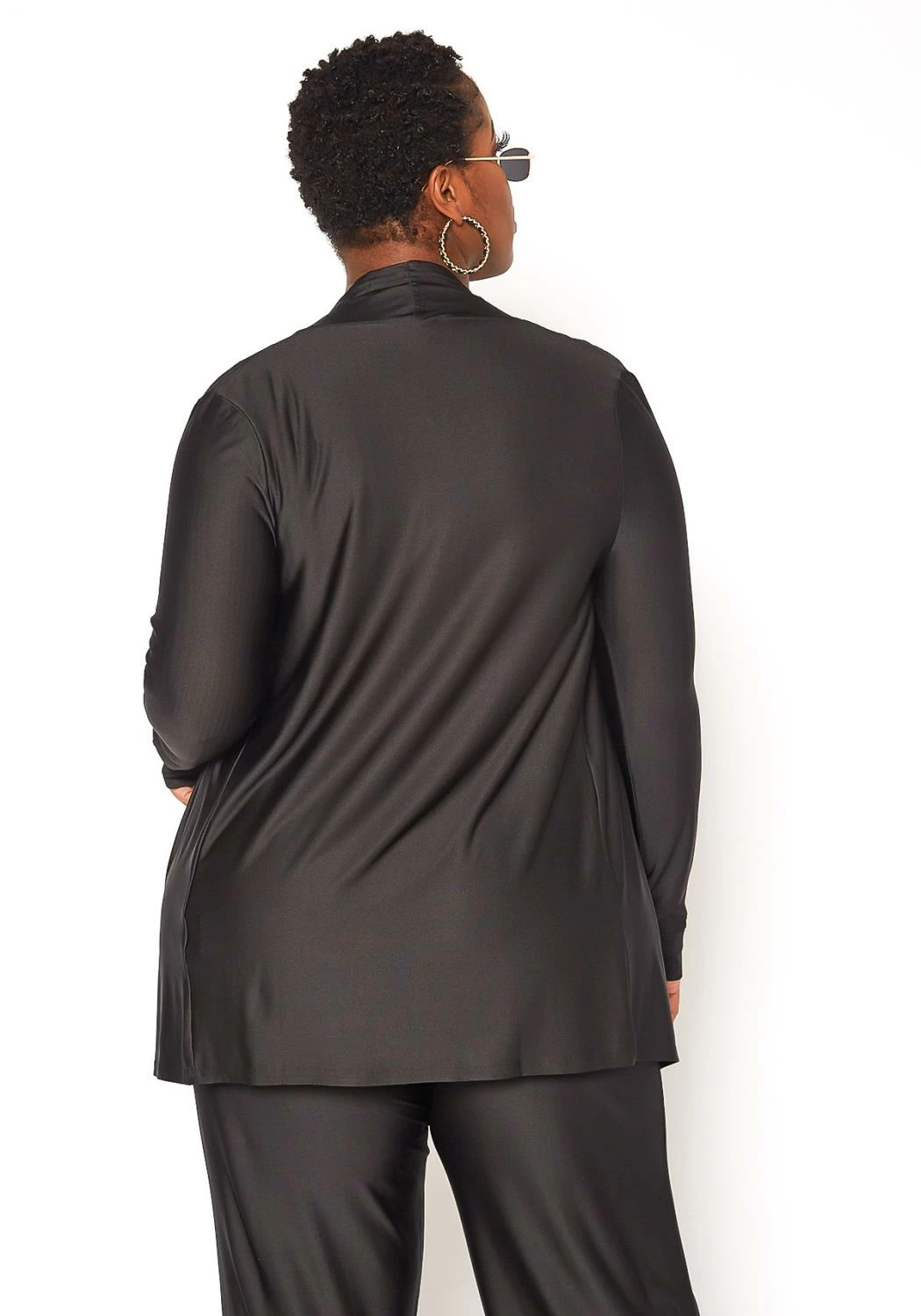 Asoph Plus Size Open Front Cardigan & Straight Pants Set 4 Asoph Plus Size Open Front Cardigan & Straight Pants Set - Image 4