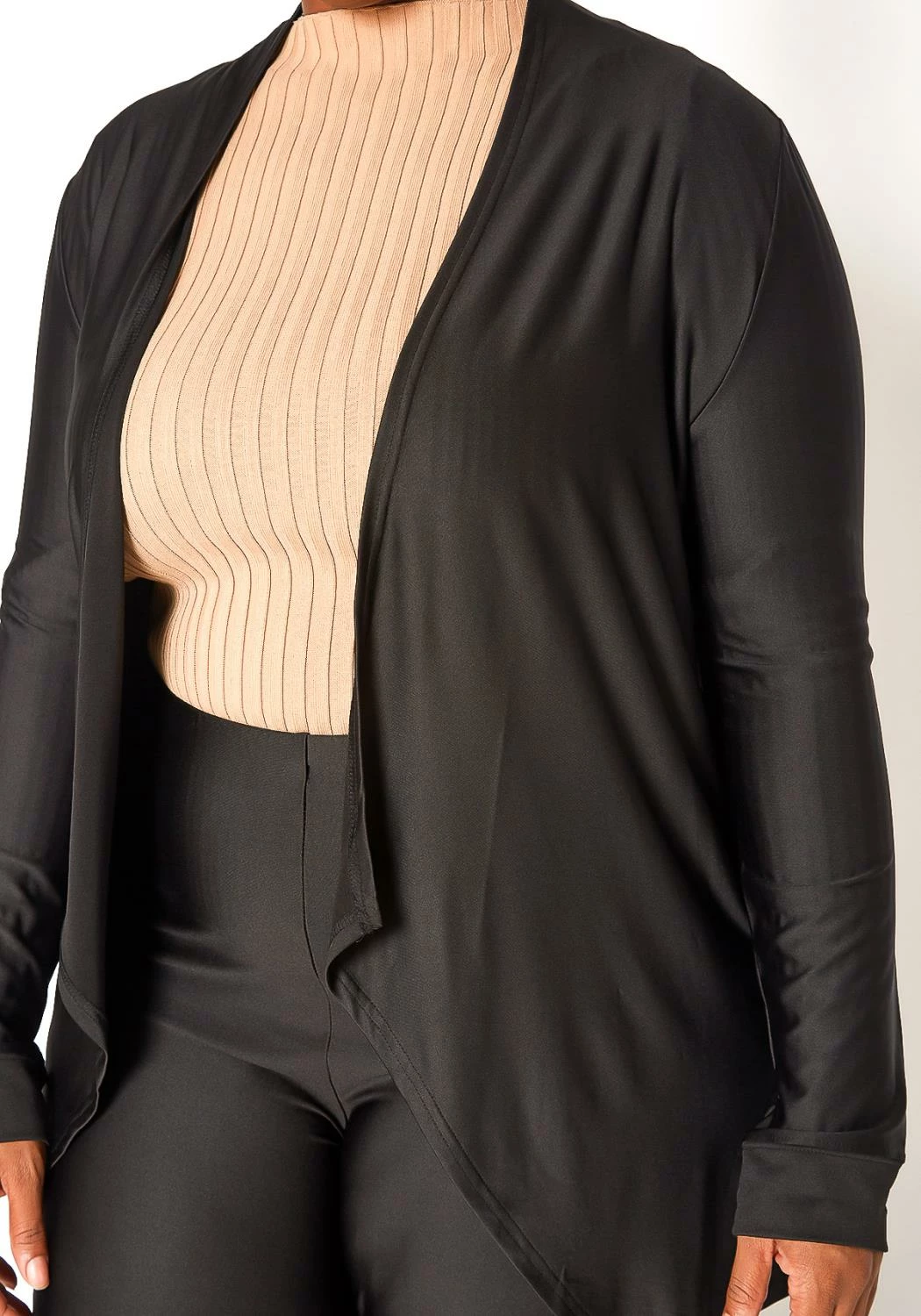 Asoph Plus Size Open Front Cardigan & Straight Pants Set 6 Asoph Plus Size Open Front Cardigan & Straight Pants Set - Image 6