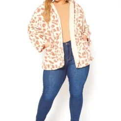 Asoph Plus Size Leopard Print Fleece Coat -Radiant Drape Sales 2016390 135 0
