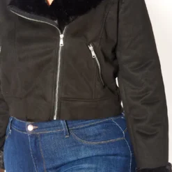 Asoph Plus Size Chic Faux Fur Lined Suede Moto Jacket -Radiant Drape Sales 2016404 001 4