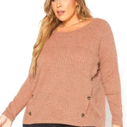 Asoph Plus Size Ribbed Knit Button Front Sweater -Radiant Drape Sales 2016423 138 0
