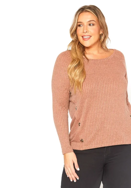 Asoph Plus Size Ribbed Knit Button Front Sweater -Radiant Drape Sales 2016423 138 1
