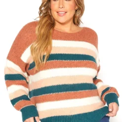 Asoph Plus Size Fuzzy Multi Stripe Sweater -Radiant Drape Sales 2016426 190 1