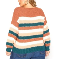 Asoph Plus Size Fuzzy Multi Stripe Sweater -Radiant Drape Sales 2016426 190 3