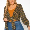 Plus Size Tie Dye Tassle Knot Cardigan