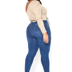 Asoph Plus Size Minimal Distressed Blue Wash Jeggings -Radiant Drape Sales 2016492 379 4