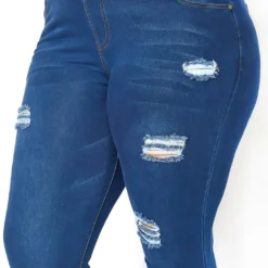 Asoph Plus Size Minimal Distressed Blue Wash Jeggings -Radiant Drape Sales 2016492 379 5