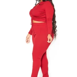 Asoph Plus Size Ruched Drawstring Crop Top & Leggings Set 7 Asoph Plus Size Ruched Drawstring Crop Top & Leggings Set -Radiant Drape Sales 2016581 111 1
