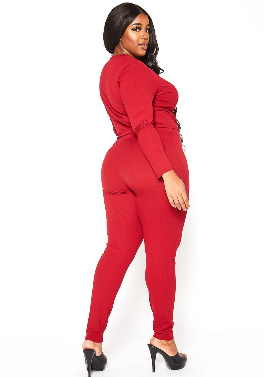 Asoph Plus Size Ruched Drawstring Crop Top & Leggings Set 4 Asoph Plus Size Ruched Drawstring Crop Top & Leggings Set - Image 4