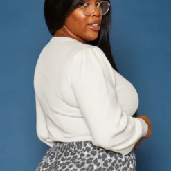 Asoph Plus Size Ribbed Knit Puffy Long Sleeve Top -Radiant Drape Sales 2016588 002 3