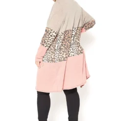 Asoph Plus Size Leopard Color Block Open Front Longline Cardigan -Radiant Drape Sales 2016590 190 3