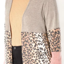 Asoph Plus Size Leopard Color Block Open Front Longline Cardigan -Radiant Drape Sales 2016590 190 4