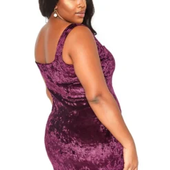 Asoph Plus Size Crushin Velvet Fuzzy Trim Mini Cami Dress -Radiant Drape Sales 2016603 145 3