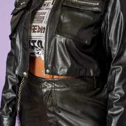 Plus Size Cropped PU Leather Jacket -Radiant Drape Sales 2016639 001 5