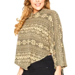 Asoph Plus Size Aztec Print Dolman Sleeve Hooded Sweater -Radiant Drape Sales 2016719 118 2