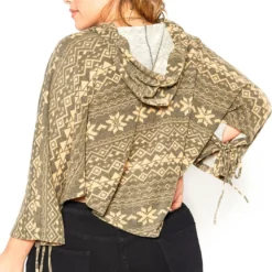 Asoph Plus Size Aztec Print Dolman Sleeve Hooded Sweater -Radiant Drape Sales 2016719 118 3