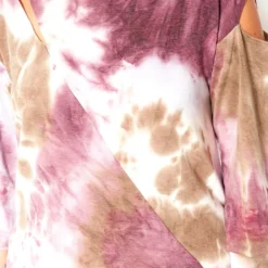 Asoph Plus Size Pink Tie Dye Slit Hem Crew Neck Top -Radiant Drape Sales 2016720 145 4