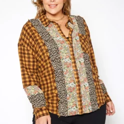Asoph Plus Size Vintage Mood Print Button Up Collar Shirt 9 Asoph Plus Size Vintage Mood Print Button Up Collar Shirt -Radiant Drape Sales 2016728 159 1
