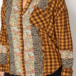 Asoph Plus Size Vintage Mood Print Button Up Collar Shirt 8 Asoph Plus Size Vintage Mood Print Button Up Collar Shirt -Radiant Drape Sales 2016728 159 4