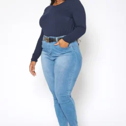 Vibrant Plus Size Favorite High Waisted Skinny Denim Jean