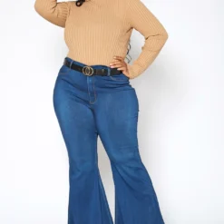 Vibrant Plus Size Bum Loving Bell Bottom Denim Jean