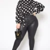 Vibrant Plus Size Girls Night Out PU Leather Skinny Jeans