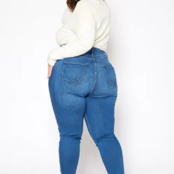 Vibrant Plus Size High Waisted Blue Wash Skinny Denim Jean -Radiant Drape Sales 2016803 938 3