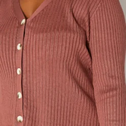 Asoph Plus Size Ribbed Knit Button Hem Long Sleeve Top -Radiant Drape Sales 2016861 186 4