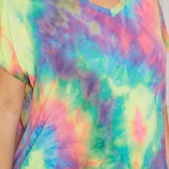 Asoph Plus Size Rainbow Tie Dye V Neck Shirt -Radiant Drape Sales 2016920 128 4