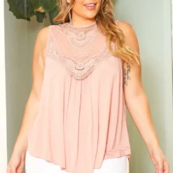 Asoph Plus Size Crochet Lace Detailed Tank Blouse -Radiant Drape Sales 2016934 119 0