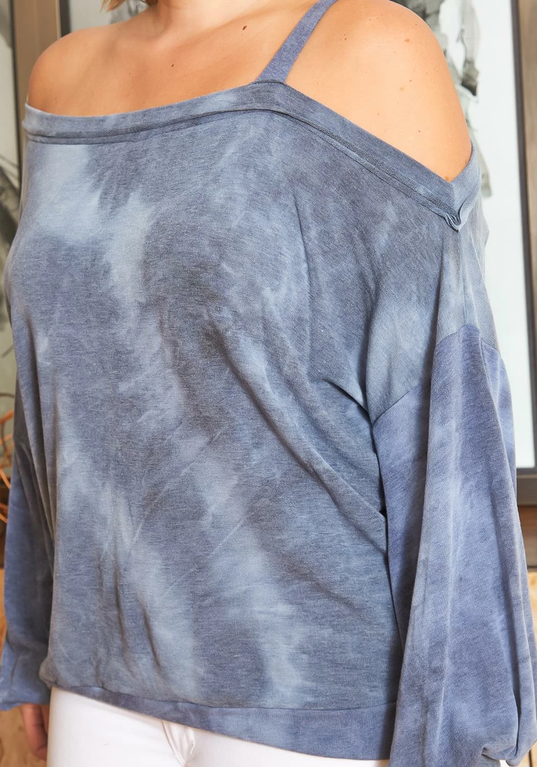 Asoph Plus Size Tie Dye Single Strap Off Shoulder Sweater 5 Asoph Plus Size Tie Dye Single Strap Off Shoulder Sweater - Image 5