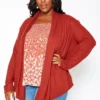Asoph Plus Size Soft Knit Open Front Waterfall Drape Cardigan