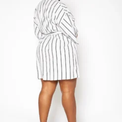 Asoph Plus Size Pin Striped Button Front Mini Dress -Radiant Drape Sales 2017009 002 2