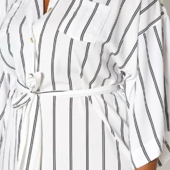 Asoph Plus Size Pin Striped Button Front Mini Dress -Radiant Drape Sales 2017009 002 4