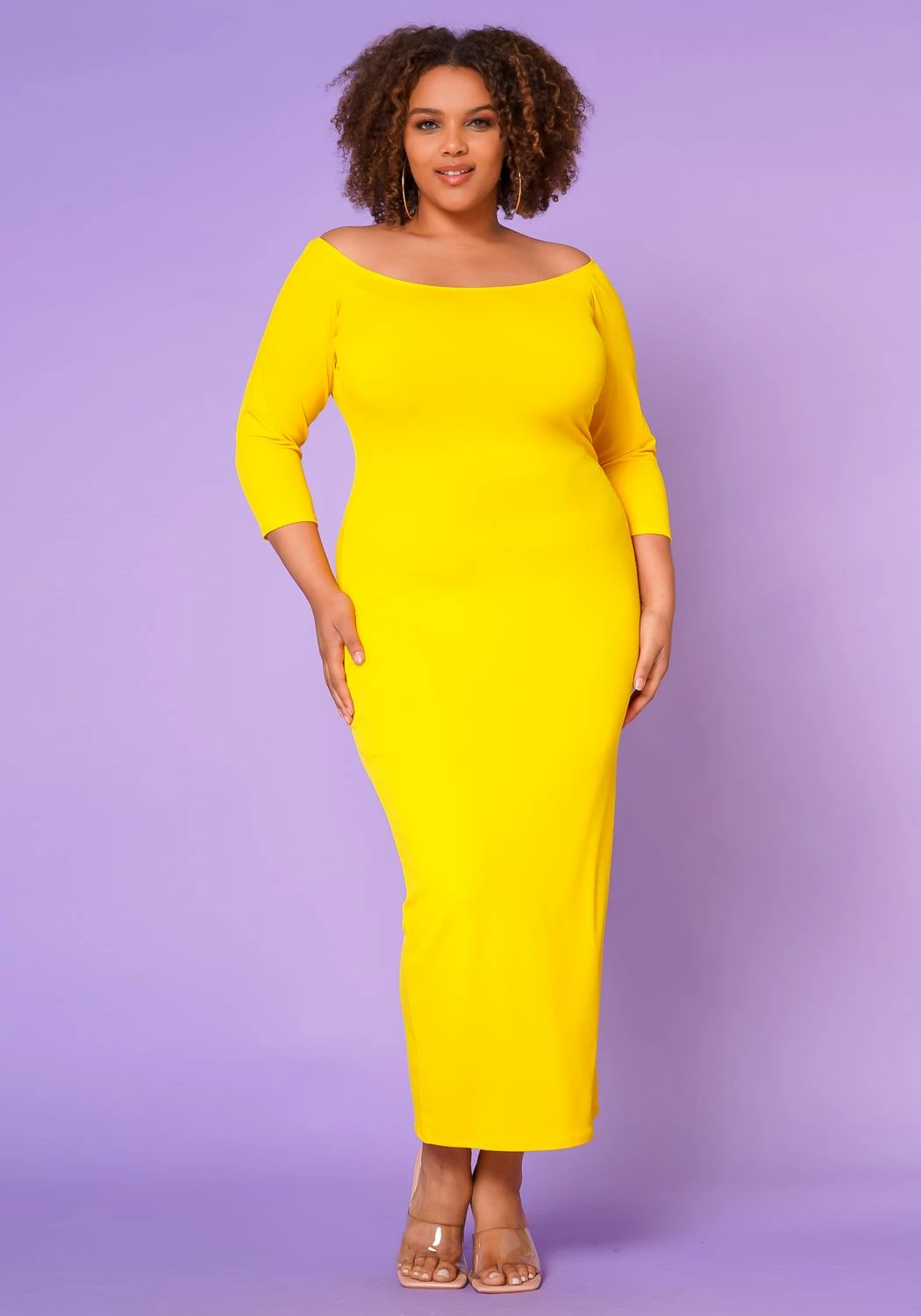 Asoph Plus Size Sincere Off Shoulder Bodycon Maxi Dress 2 Asoph Plus Size Sincere Off Shoulder Bodycon Maxi Dress - Image 2