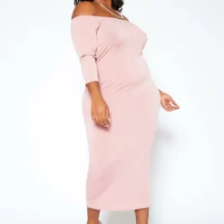 Asoph Plus Size Sincere Off Shoulder Bodycon Maxi Dress