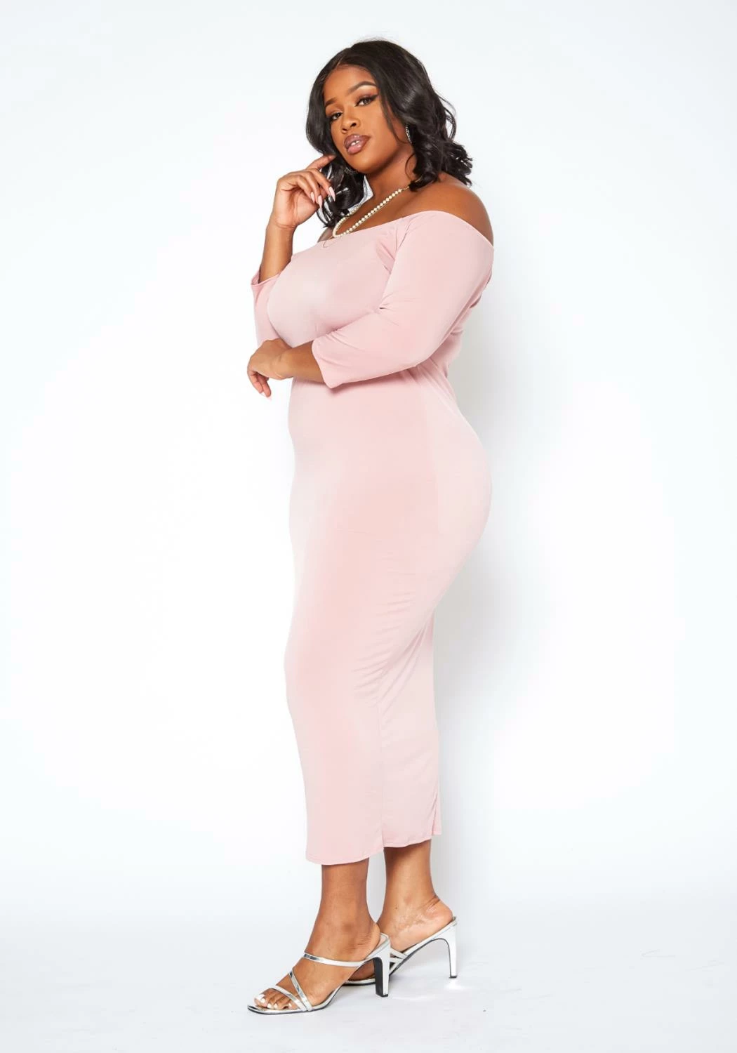 Asoph Plus Size Sincere Off Shoulder Bodycon Maxi Dress 2 Asoph Plus Size Sincere Off Shoulder Bodycon Maxi Dress - Image 2