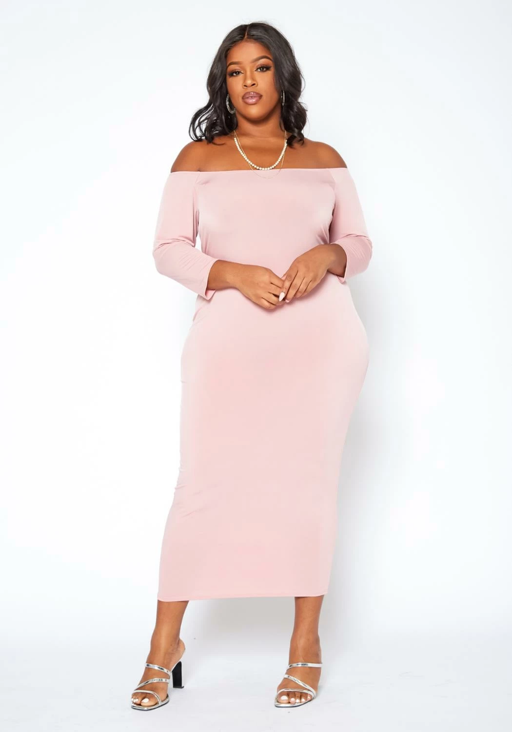 Asoph Plus Size Sincere Off Shoulder Bodycon Maxi Dress 3 Asoph Plus Size Sincere Off Shoulder Bodycon Maxi Dress - Image 3