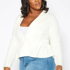 Asoph Plus Size Business Casual Button Front Blazer -Radiant Drape Sales 2017059 135 2