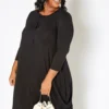 Asoph Plus Size Casual Long Sleeve Fit & Flare Mini Dress