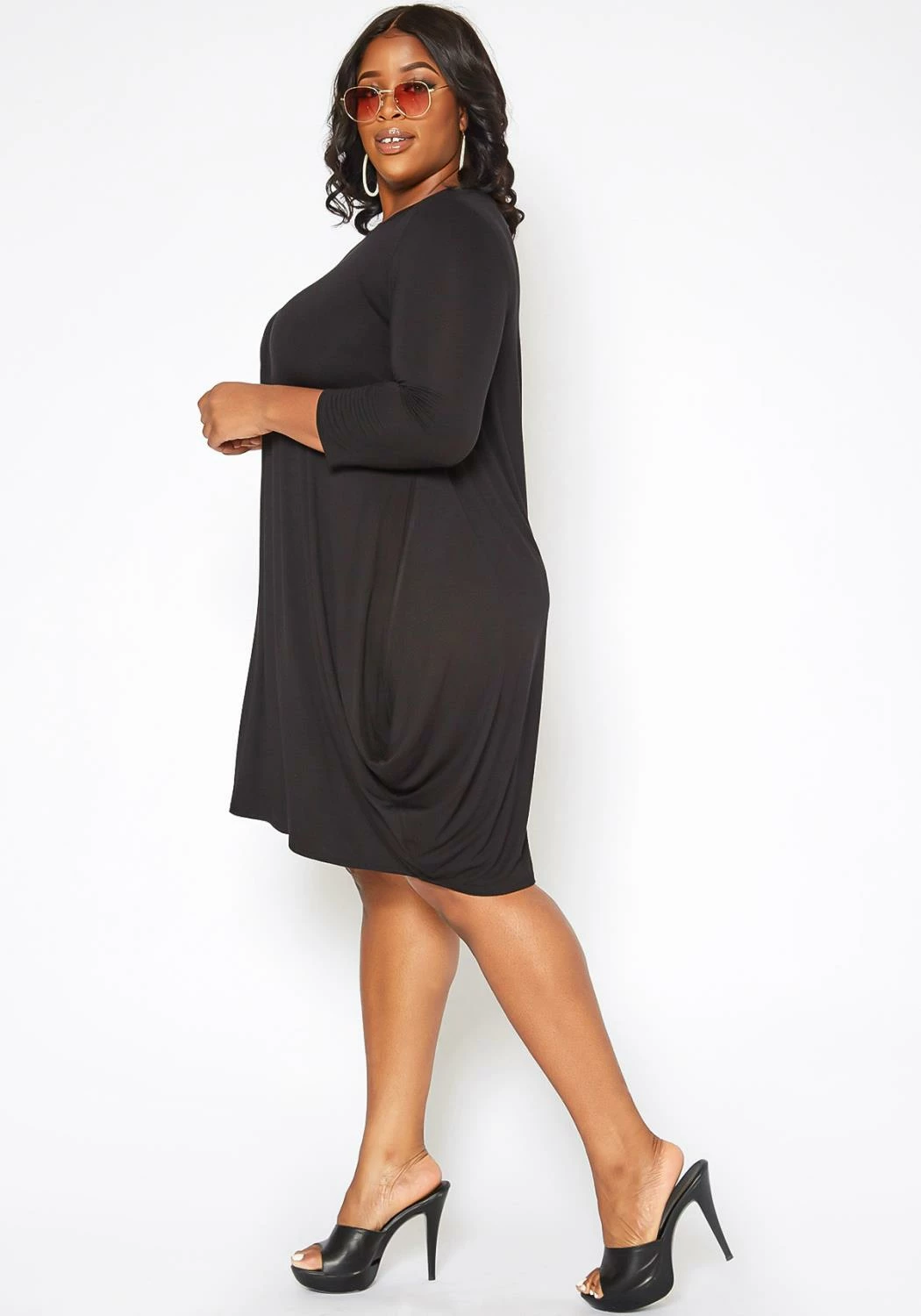 Asoph Plus Size Casual Long Sleeve Fit & Flare Mini Dress 3 Asoph Plus Size Casual Long Sleeve Fit & Flare Mini Dress - Image 3