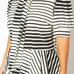 Asoph Plus Size Puff Shoulder Sleeve Striped Peplum Blouse -Radiant Drape Sales 2017082 172 4