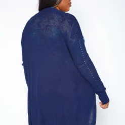 Asoph Plus Size Waffle Knit Open Front Long Cardigan 8 Asoph Plus Size Waffle Knit Open Front Long Cardigan -Radiant Drape Sales 2017104 117 3