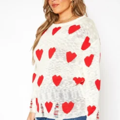 Asoph Plus Size Sweet Hearts Print Knit Sweater 7 Asoph Plus Size Sweet Hearts Print Knit Sweater -Radiant Drape Sales 2017111 952 2
