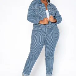 Asoph Plus Size Pin Striped Jean Jacket 11 Asoph Plus Size Pin Striped Jean Jacket -Radiant Drape Sales 2017142 290 0