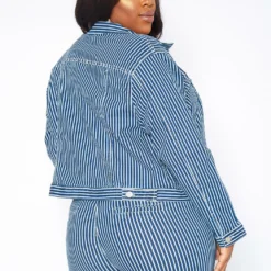 Asoph Plus Size Pin Striped Jean Jacket 9 Asoph Plus Size Pin Striped Jean Jacket -Radiant Drape Sales 2017142 290 3