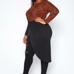 Asoph Plus Size Leopard Contrast High Low Top -Radiant Drape Sales 2017150 487 1